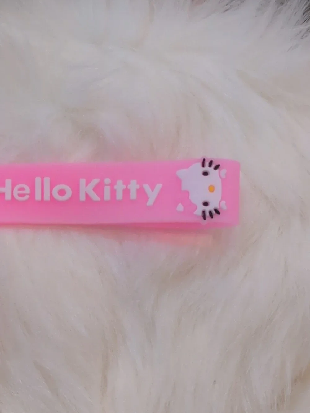 Hello Kitty Pink And Cream Silicone Strap Keychain Bagcharm